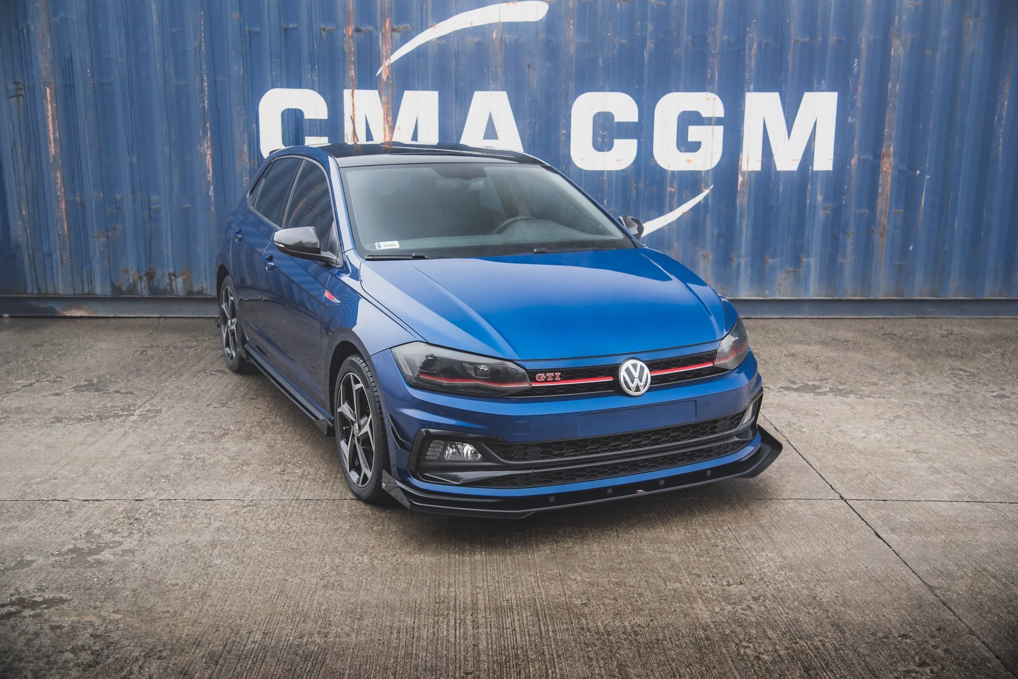 Street Pro Spoilerlippe Front Ansatz + Flaps passend für VW Polo GTI Mk6 schwarz Hochglanz