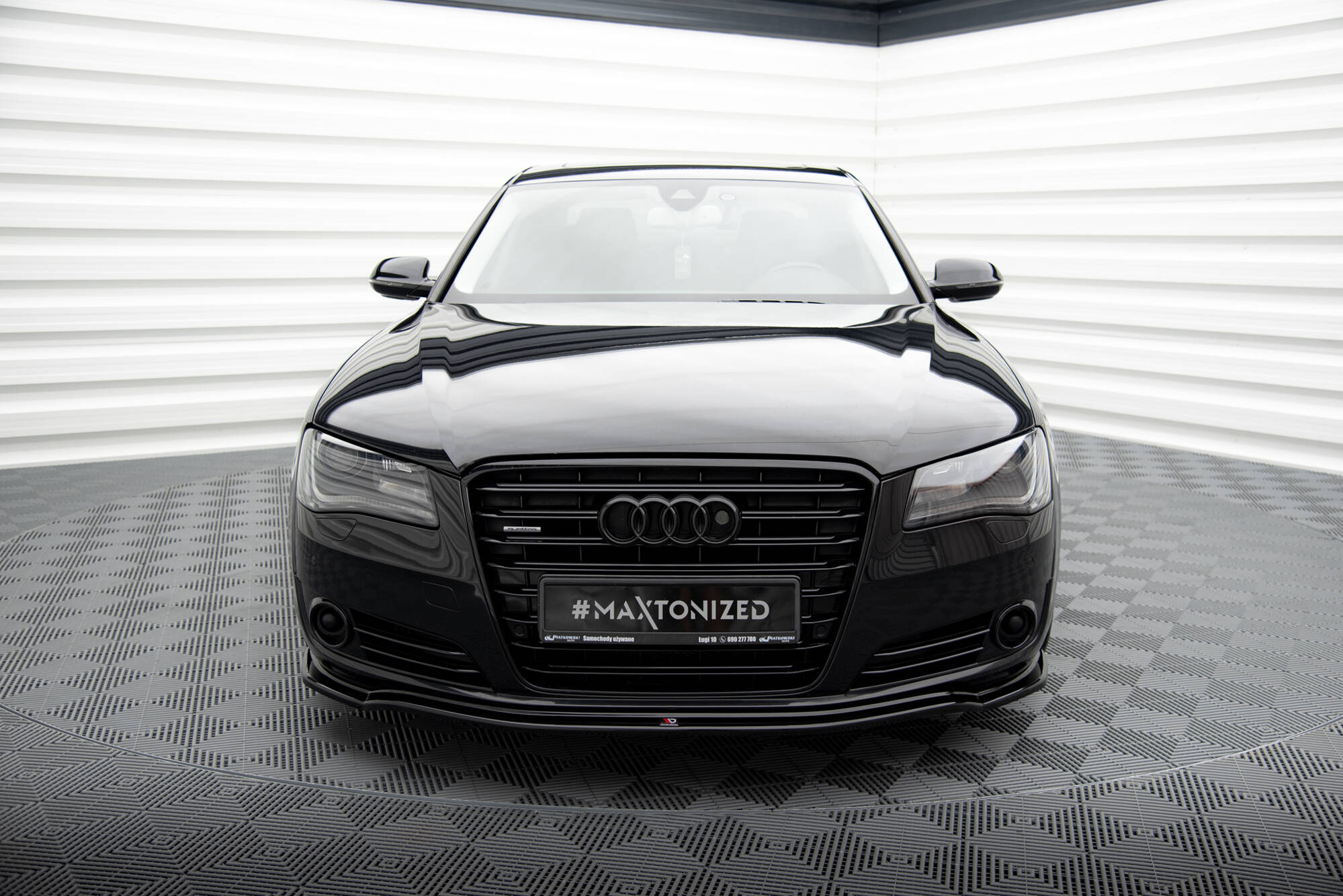 Front Ansatz für Audi A8 D4 schwarz Hochglanz