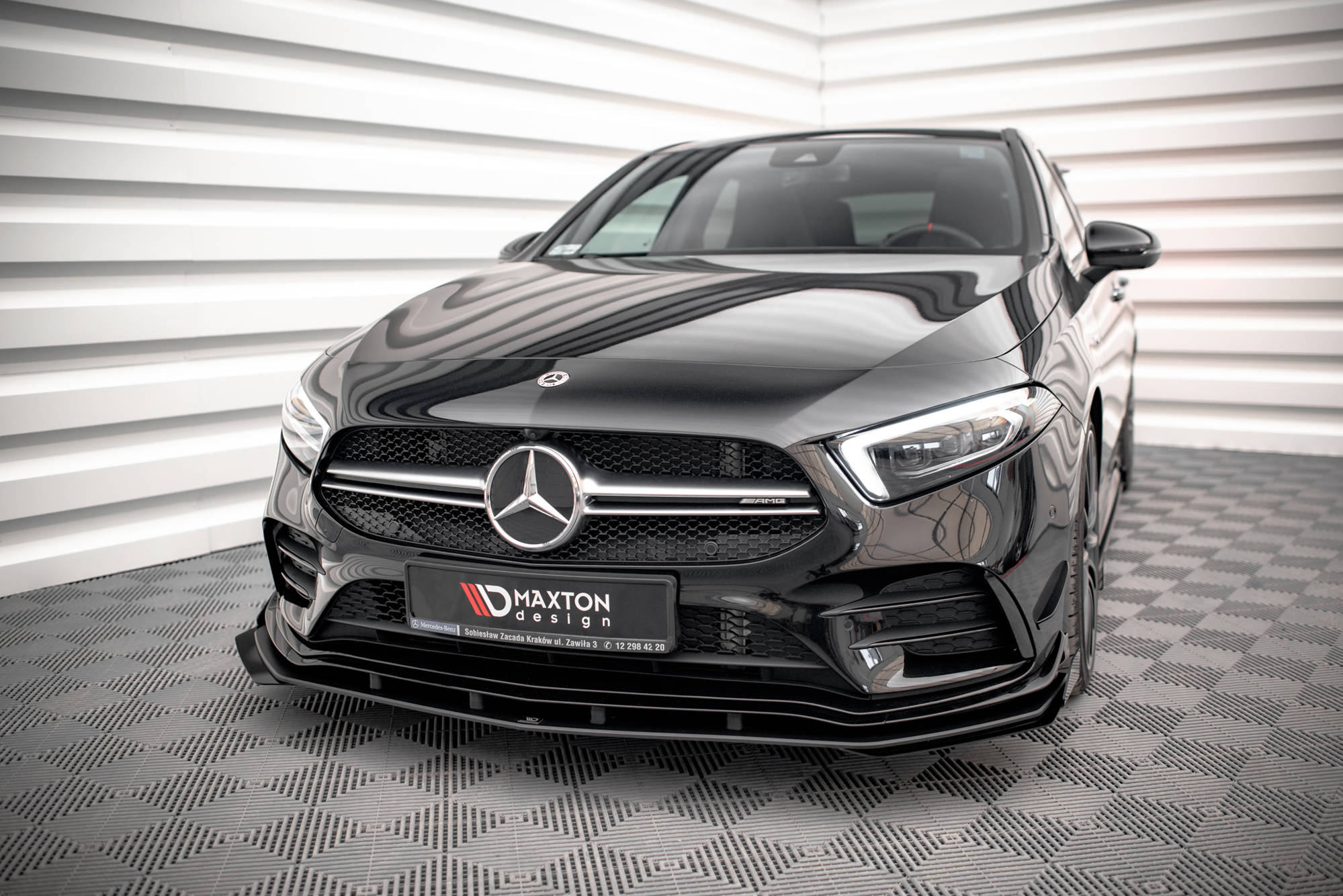 Front Stoßstange Flaps passend für Mercedes A35 AMG / AMG-Line Aero Pack W177 schwarz Hochglanz