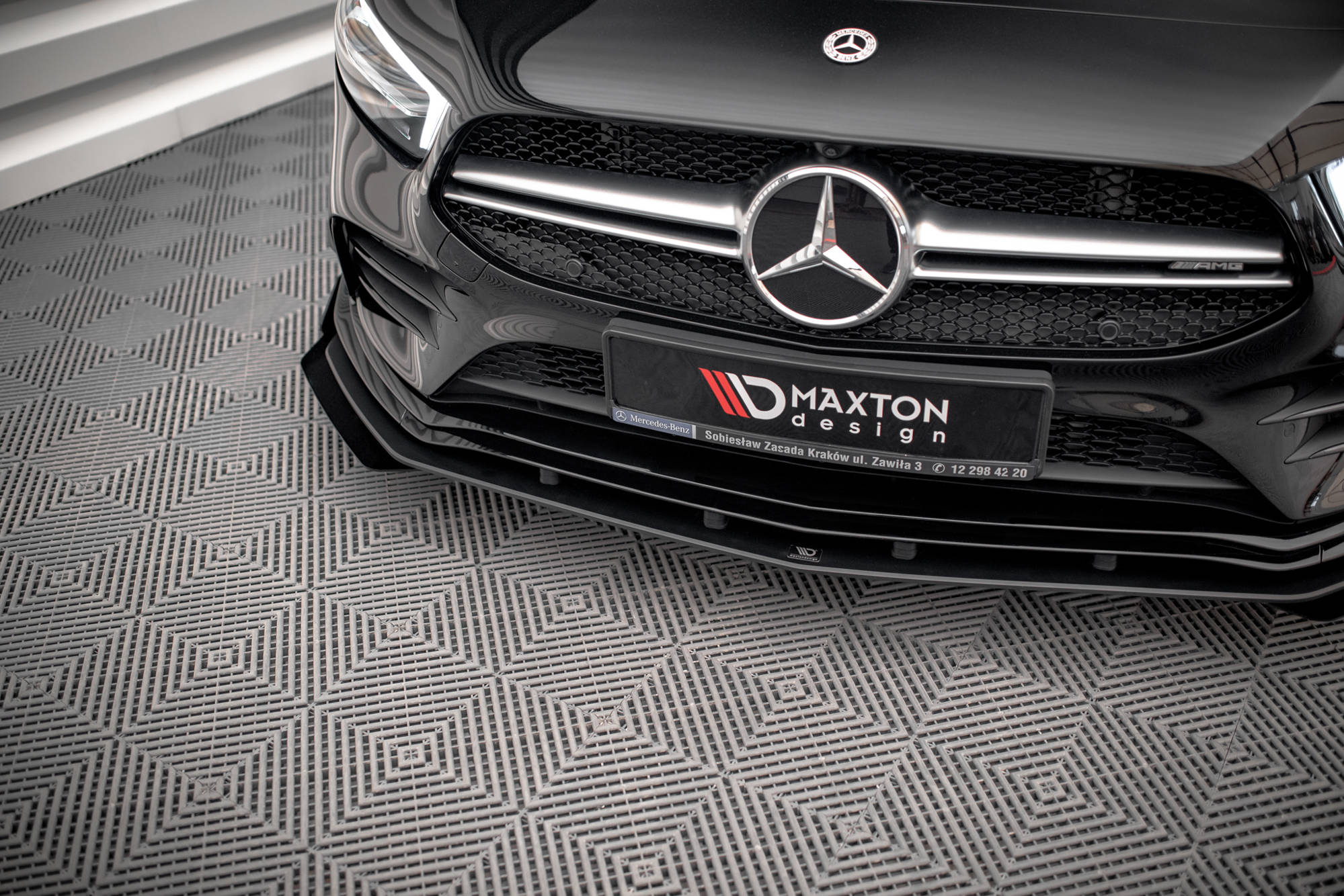 Street Pro Spoilerlippe Front Ansatz + Flaps passend für Mercedes A35 AMG / AMG-Line Aero Pack W177 schwarz Hochglanz
