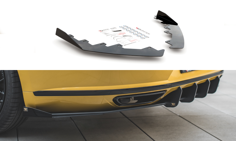 Hintere Seiten Flaps passend für VW Arteon R-Line Limousine / Shooting Brake Mk1 schwarz Hochglanz