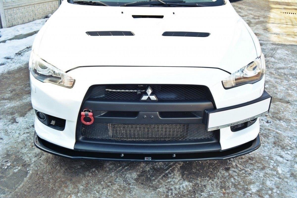 Street+ Spoilerlippe Front Ansatz V.1 passend für Mitsubishi Lancer Evo X schwarz Hochglanz