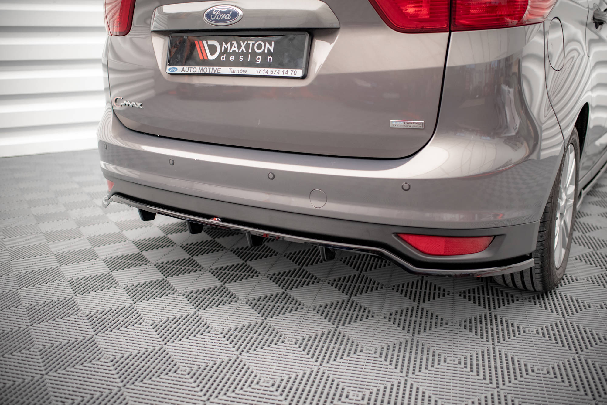 Street+ Mittlerer Diffusor RACE Heck Ansatz passend für Ford C-Max Mk2 schwarz Hochglanz