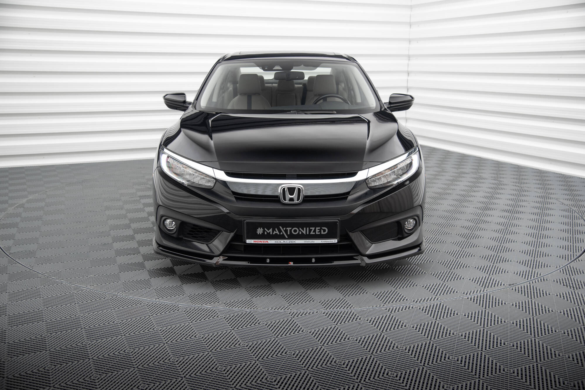 Street+ Spoilerlippe Front Ansatz V.1 passend für Honda Civic Limousine Mk10 schwarz Hochglanz