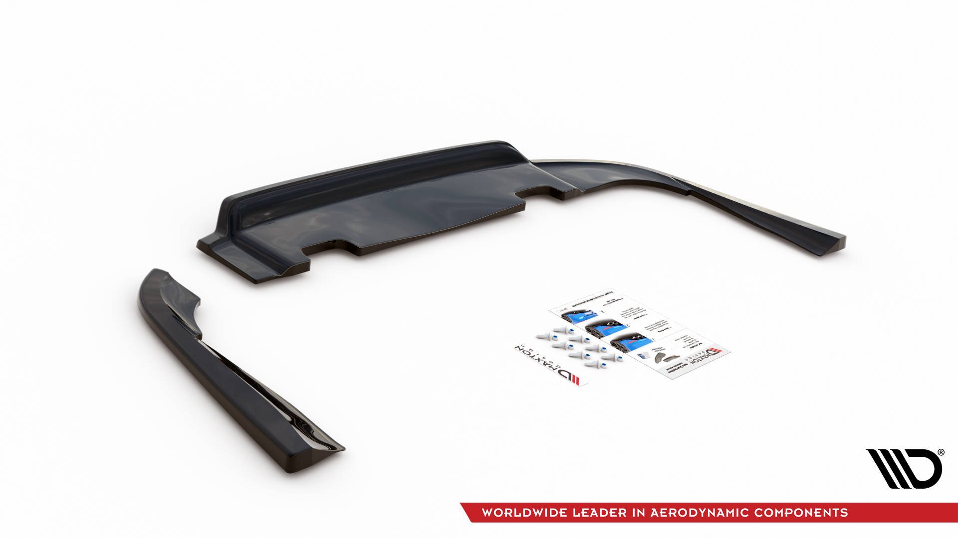 Street+ Mittlerer Diffusor RACE Heck Ansatz V.1 passend für Volvo V90 Mk2 schwarz Hochglanz