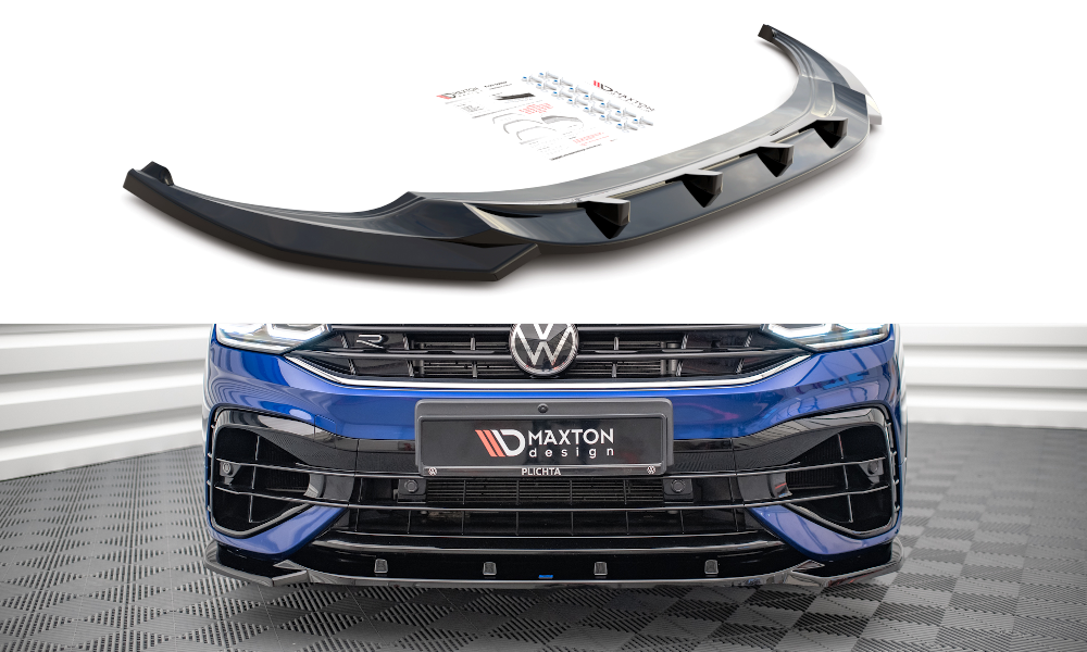 Street+ Spoilerlippe Front Ansatz V.3 passend für VW Tiguan R / R-Line Mk2 FL schwarz Hochglanz
