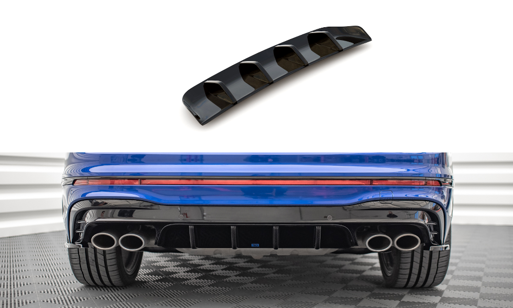 Street+ Heck Ansatz Diffusor passend für VW Tiguan R Mk2 FL schwarz Hochglanz