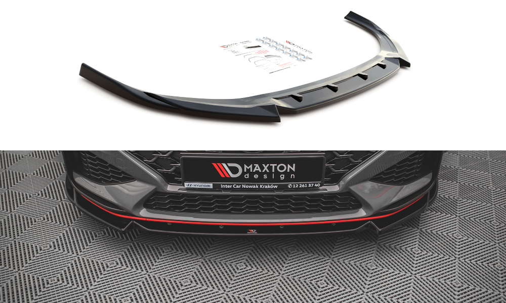 Street+ Spoilerlippe Front Ansatz V.2 passend für Hyundai I30 N / I30 N-Line Hatchback/Fastback Mk3 FL schwarz Hochglanz
