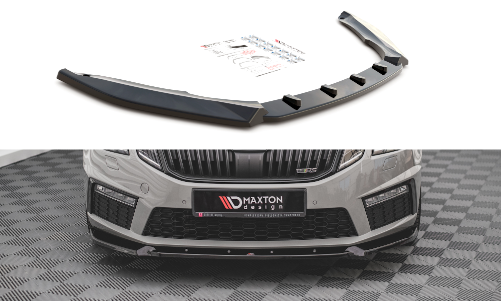 Street+ Spoilerlippe Front Ansatz V.2 passend für Skoda Octavia RS Mk3 FL schwarz Hochglanz