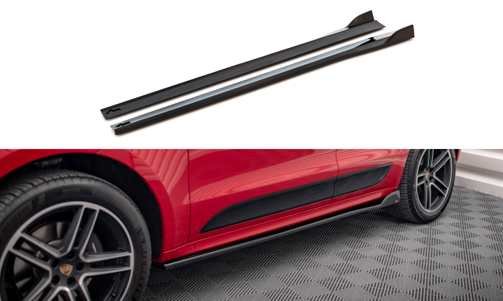 Street+ Seitenschweller Leisten V.2 passend für Porsche Macan Mk1 schwarz Hochglanz