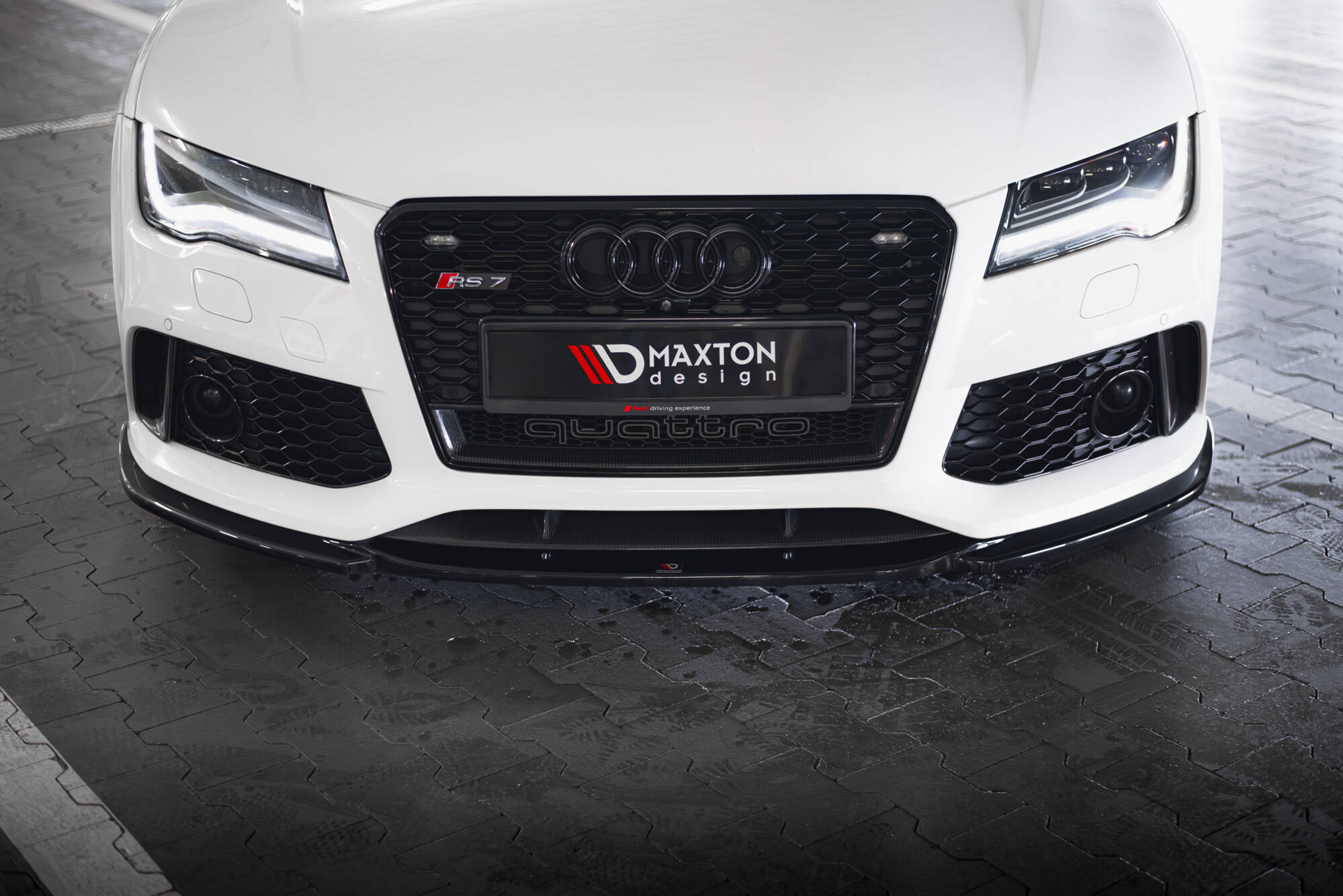 Street+ Spoilerlippe Front Ansatz V.4 passend für Audi RS7 C7 schwarz Hochglanz