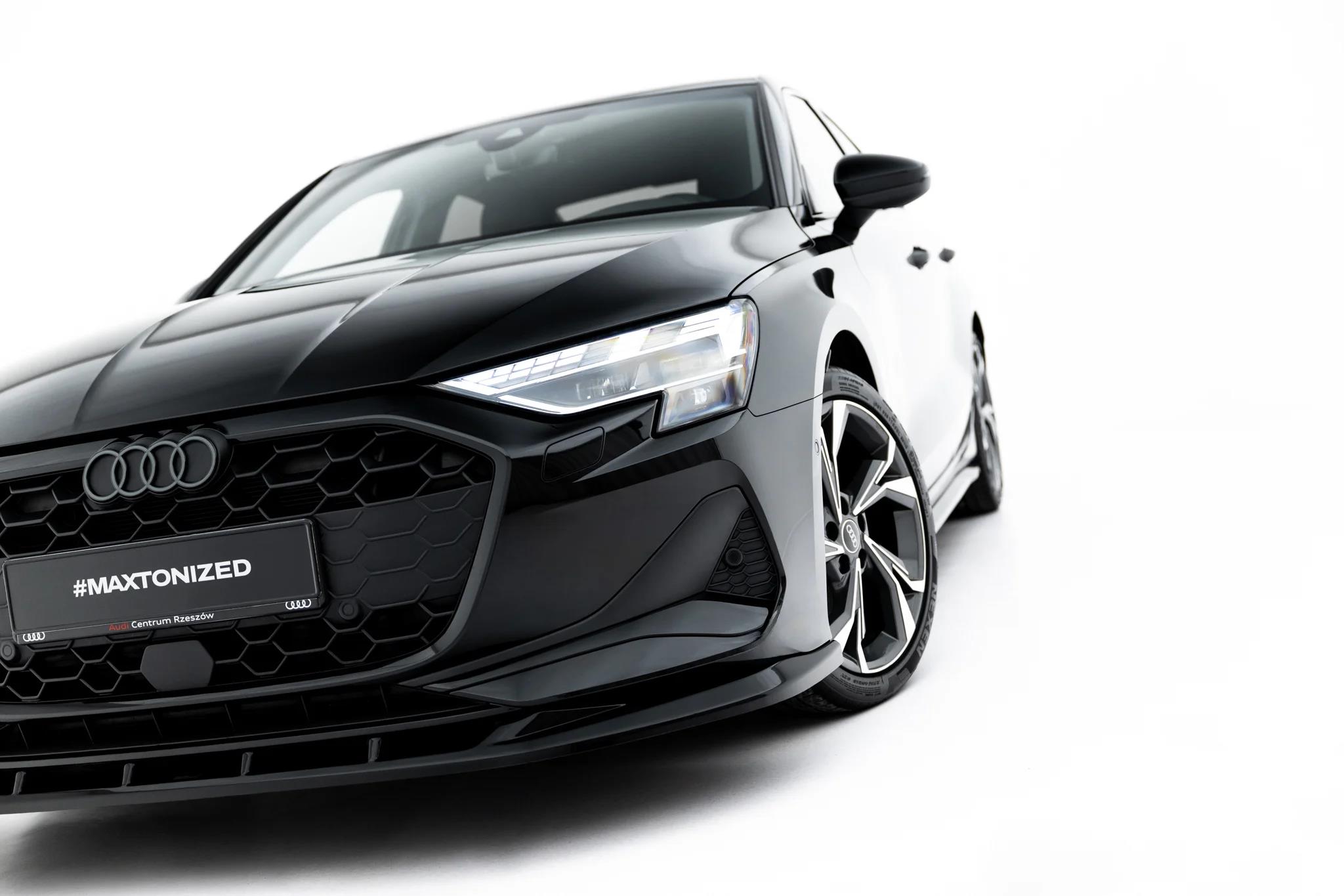 Street+ Spoilerlippe Front Ansatz V.2 passend für Audi A3 Limousine 8Y Facelift schwarz Hochglanz