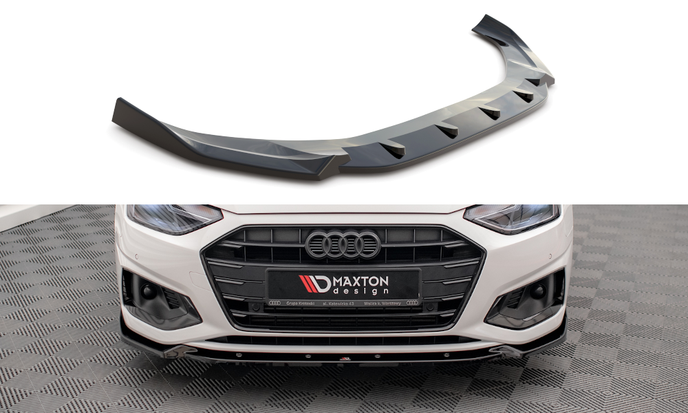 Street+ Spoilerlippe Front Ansatz V.1 passend für Audi A4 B9 FL schwarz Hochglanz
