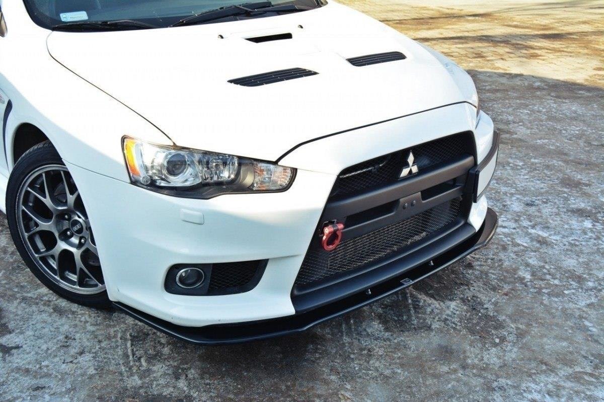 Street+ Spoilerlippe Front Ansatz V.1 passend für Mitsubishi Lancer Evo X schwarz Hochglanz
