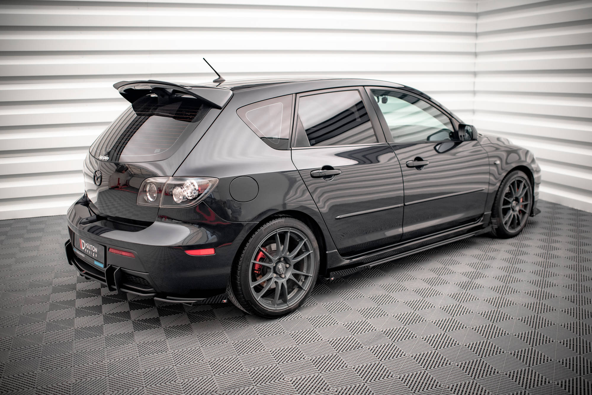 Street Pro Seitenschweller Leisten + Flaps passend für Mazda 3 MPS Mk1 schwarz Hochglanz