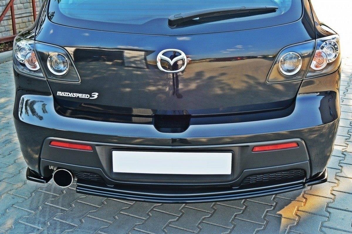 Heck Ansatz Flaps Diffusor für MAZDA 3 MPS MK1 PREFACE US-Spec Version schwarz Hochglanz