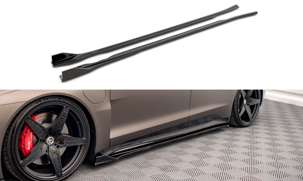 Street+ Seitenschweller Leisten V.2 passend für Audi e-Tron GT / RS GT Mk1 schwarz Hochglanz