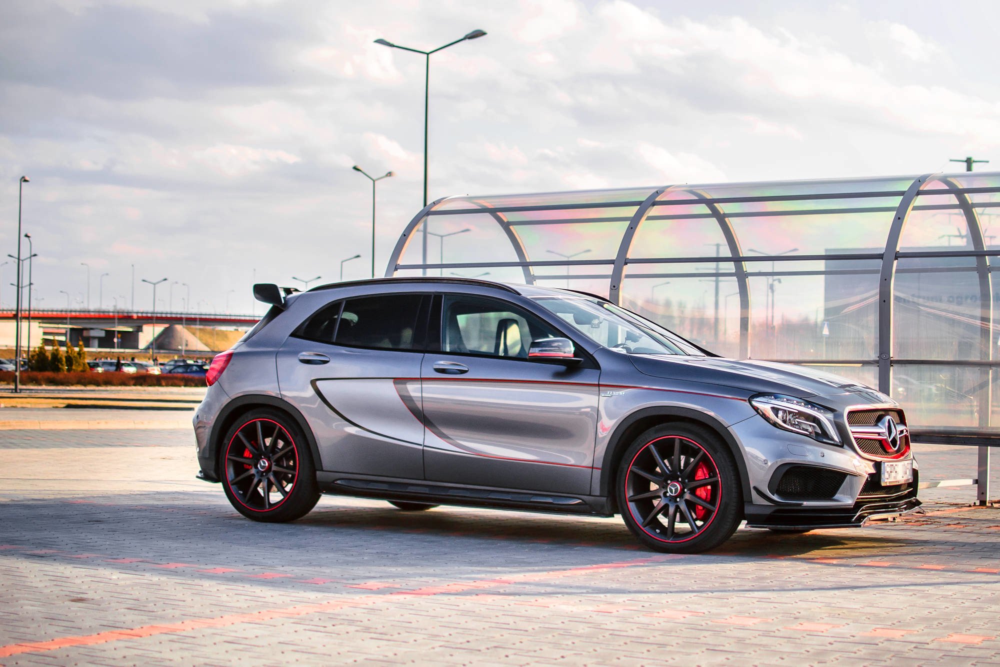 Front Ansatz für Mercedes GLA 45 AMG SUV X156 vor Facelift schwarz matt