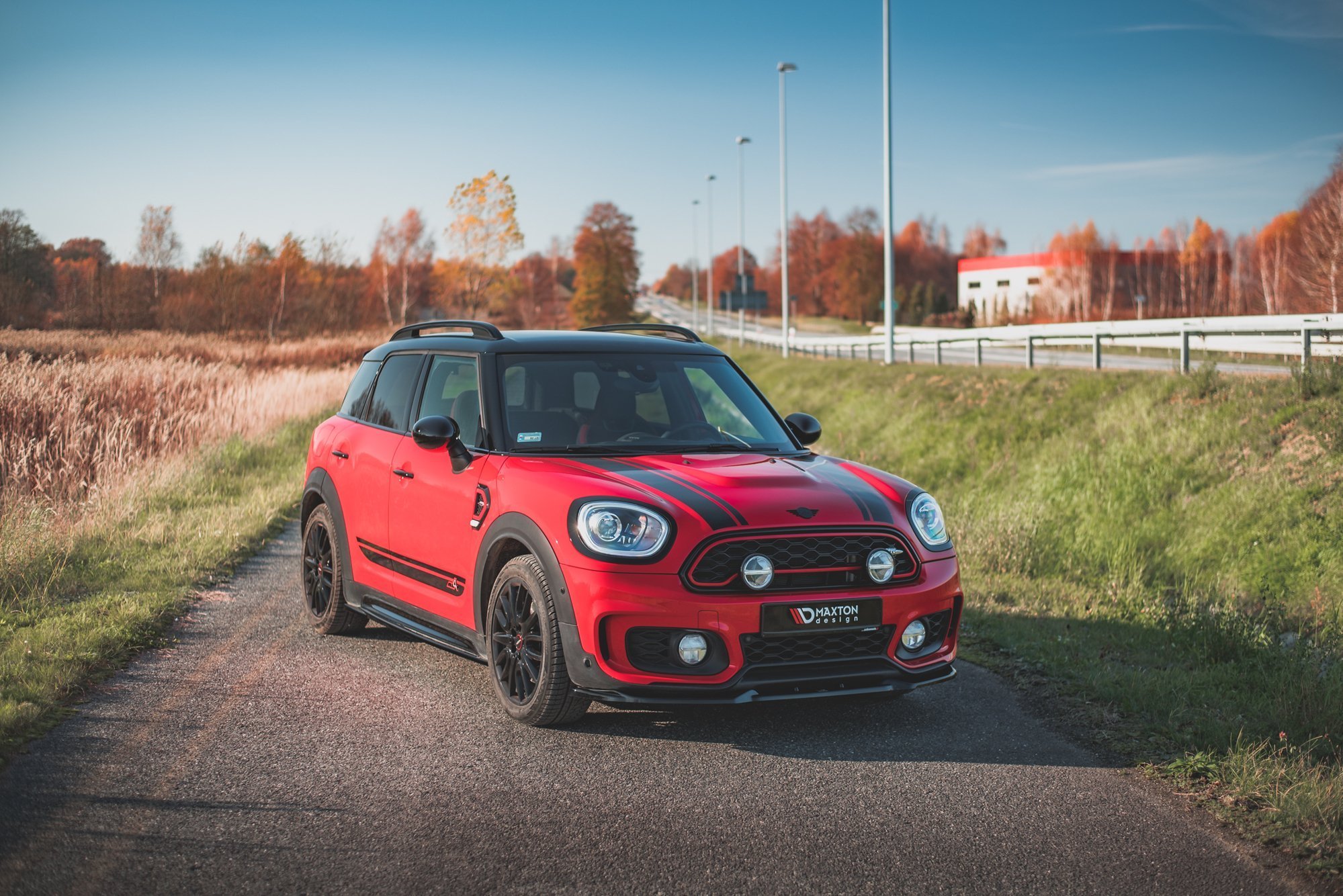 Street+ Spoilerlippe Front Ansatz V.1 passend für Mini Countryman Mk2 F60 JCW schwarz Hochglanz