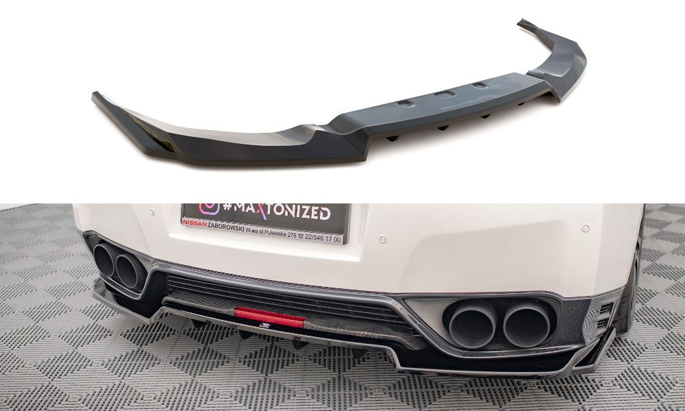 Street+ Mittlerer Diffusor RACE Heck Ansatz passend für Nissan GTR R35 FL schwarz Hochglanz