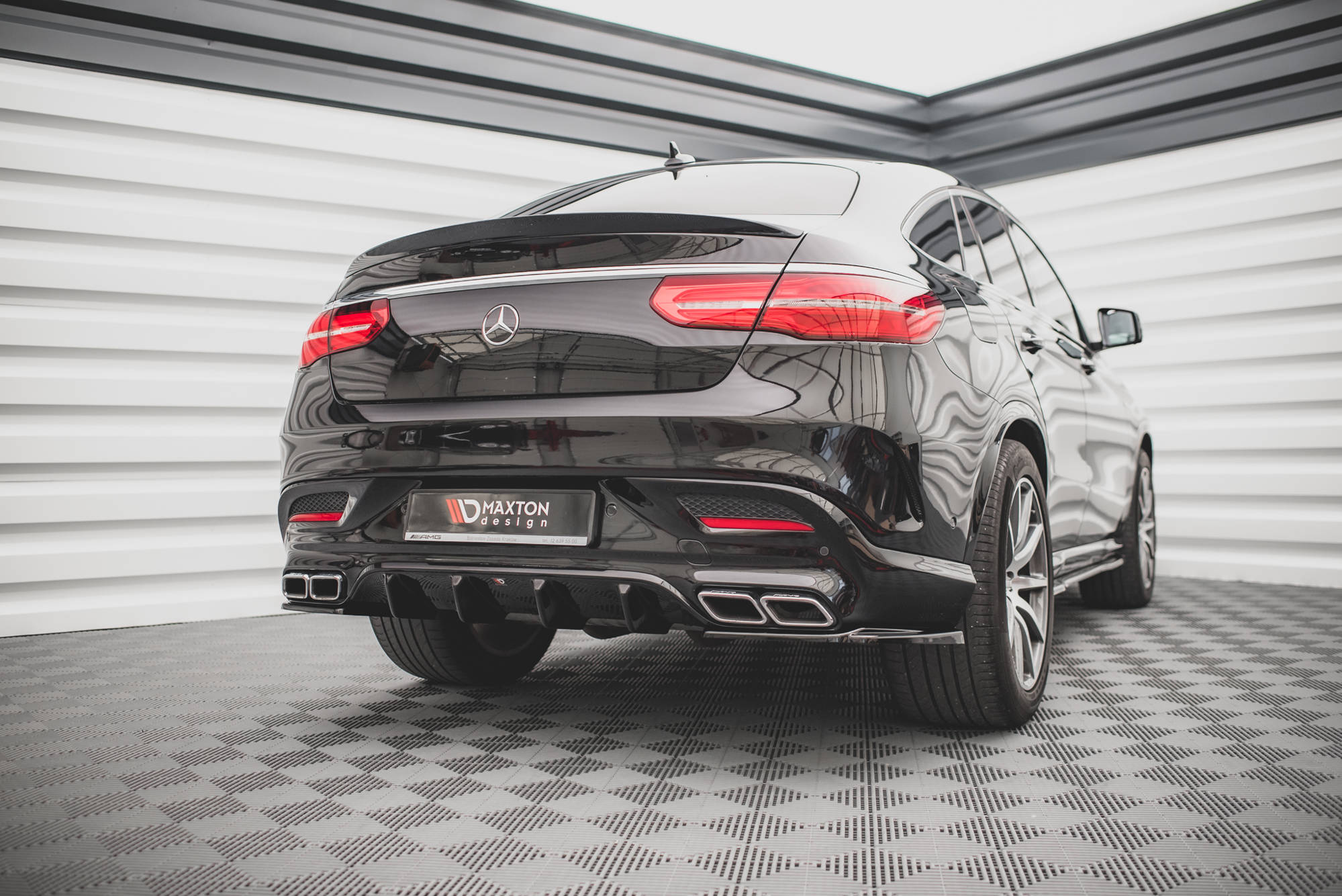 Street+ Heck Ansatz Diffusor passend für Mercedes GLE Coupe 63 AMG C292 schwarz Hochglanz