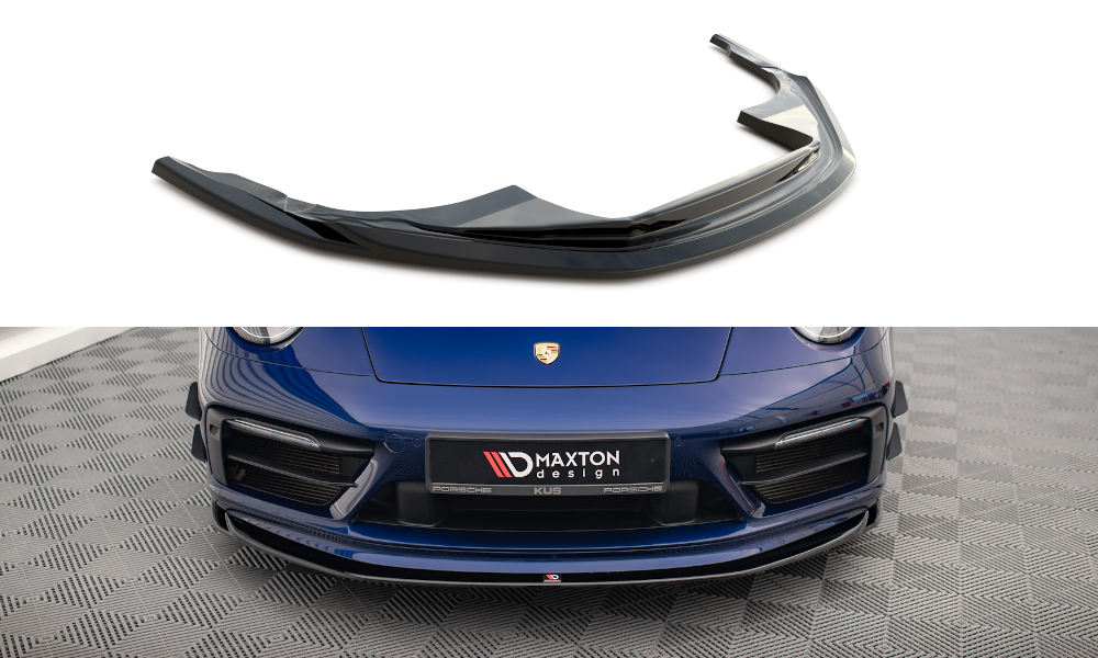 Street+ Spoilerlippe Front Ansatz V.1 passend für Porsche 911 Carrera Aero / Carrera GTS 992 schwarz Hochglanz