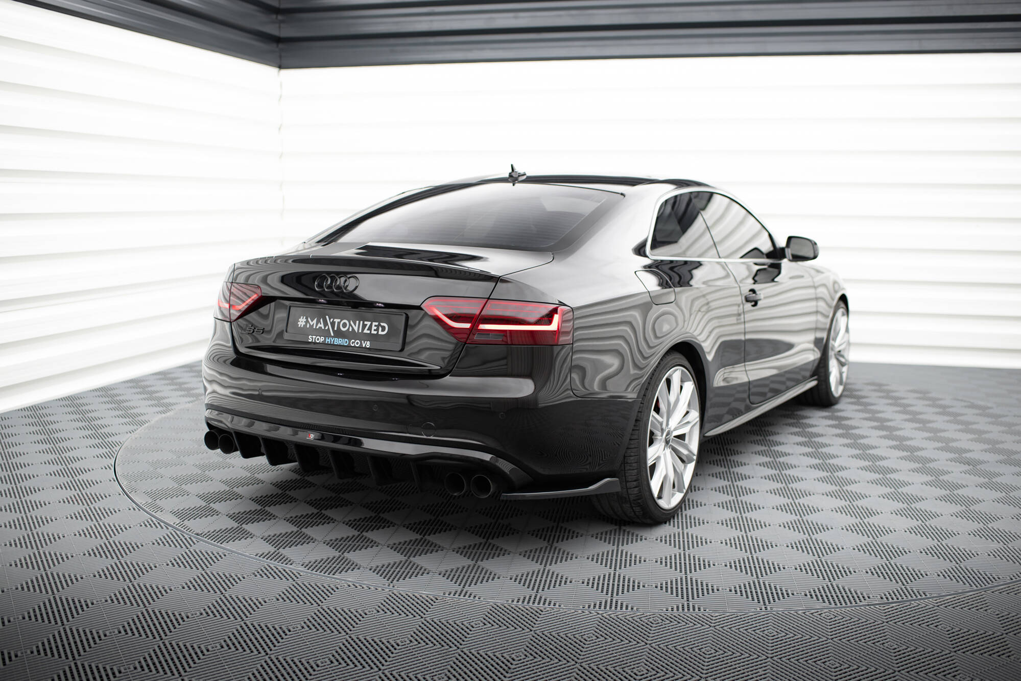 Street+ Heck Ansatz Flaps V.2 passend für Audi S5 / A5 S-Line Coupe / Cabriolet 8T schwarz Hochglanz