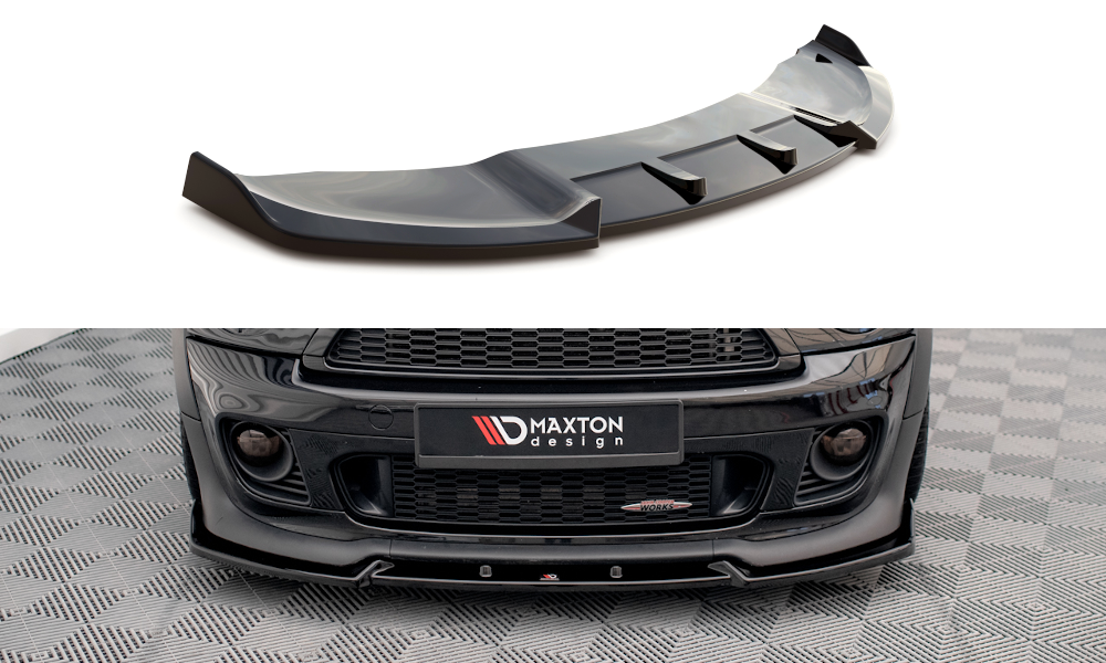 Street+ Spoilerlippe Front Ansatz V.3 passend für Mini Cooper John Cooper Works R56 schwarz Hochglanz