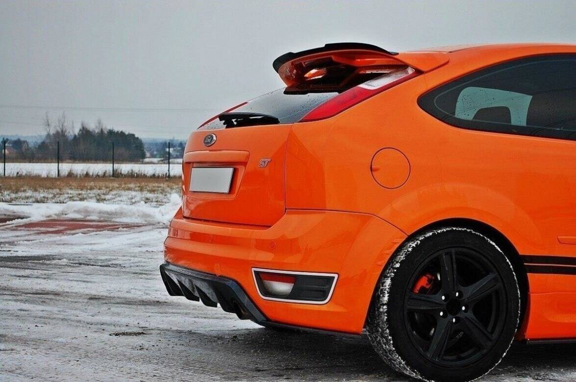 Street+ Heck Ansatz Diffusor passend für Ford Focus ST Mk2 schwarz Hochglanz