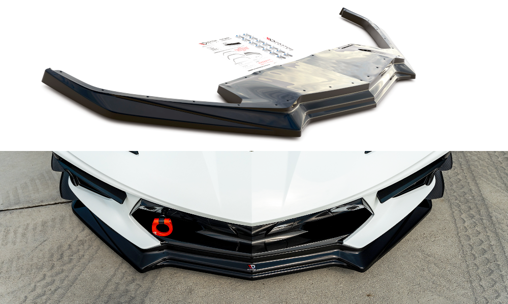 Street+ Spoilerlippe Front Ansatz passend für Chevrolet Corvette C8 schwarz Hochglanz