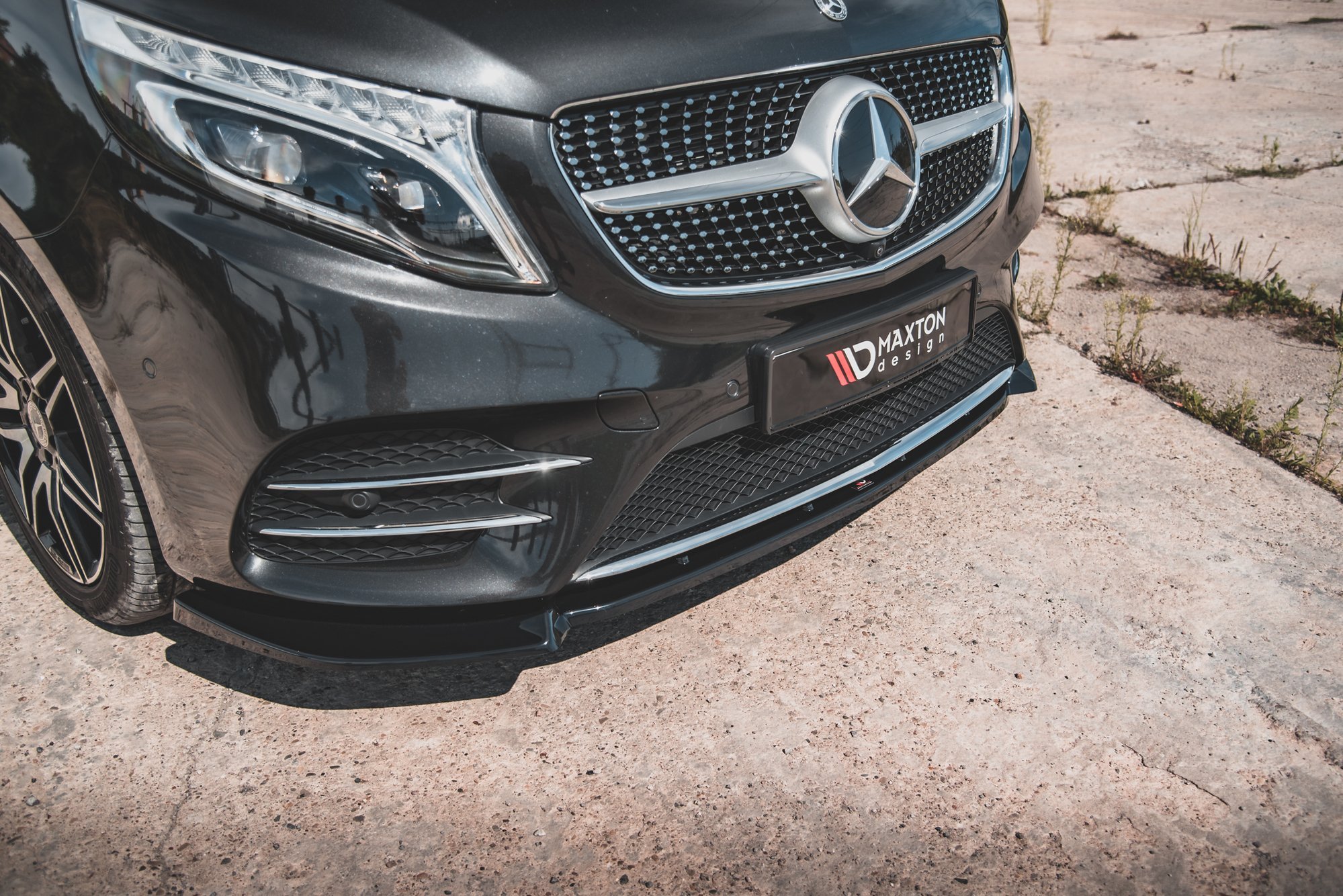 Street+ Spoilerlippe Front Ansatz V.3 passend für Mercedes V-Klasse AMG-Line W447 schwarz Hochglanz