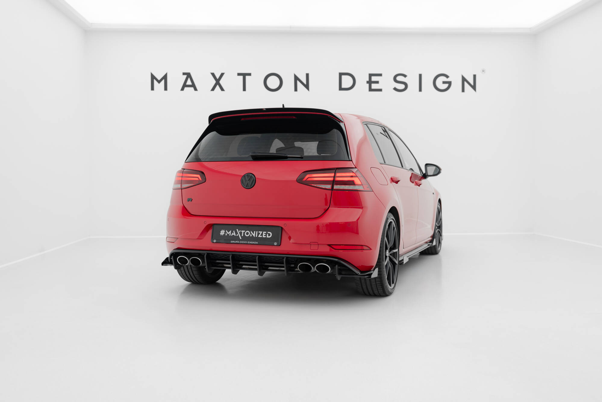 Street Pro Heck Ansatz Diffusor + Flaps passend für VW Golf 7 R FL rot+ Hochglanz Flaps