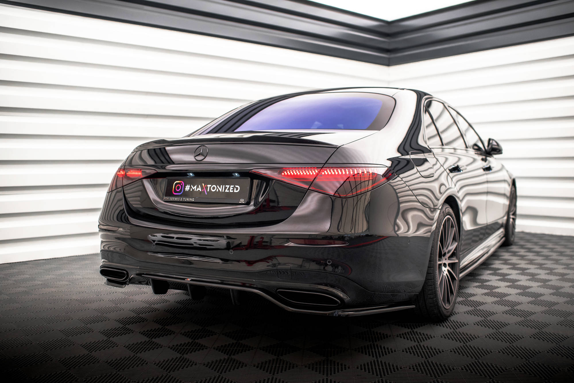 Heck Spoiler Aufsatz Abrisskante 3D passend für Mercedes S AMG-Line W223 schwarz Hochglanz