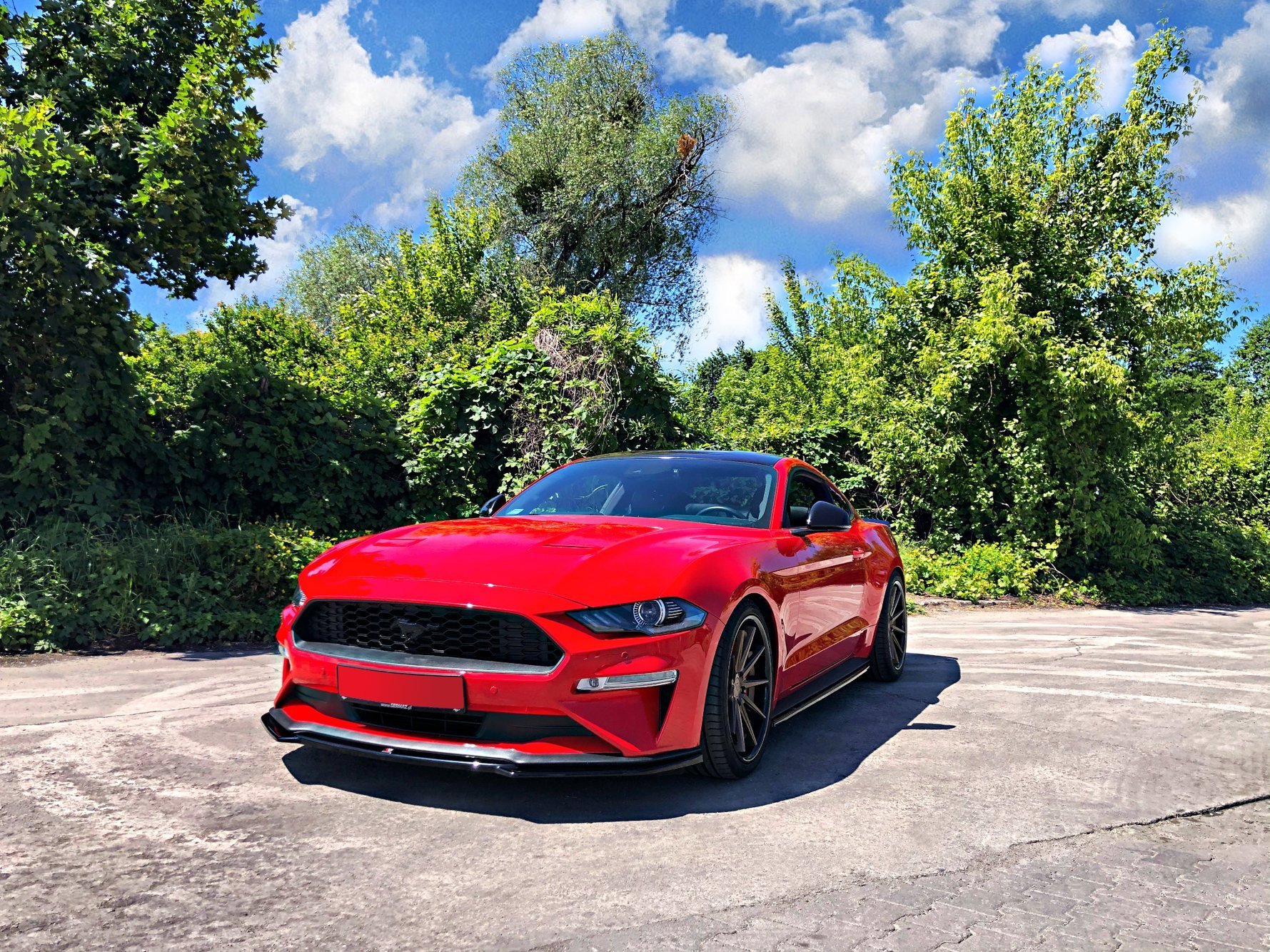 Street+ Spoilerlippe Front Ansatz V.1 passend für Ford Mustang Mk. 6 FL schwarz Hochglanz