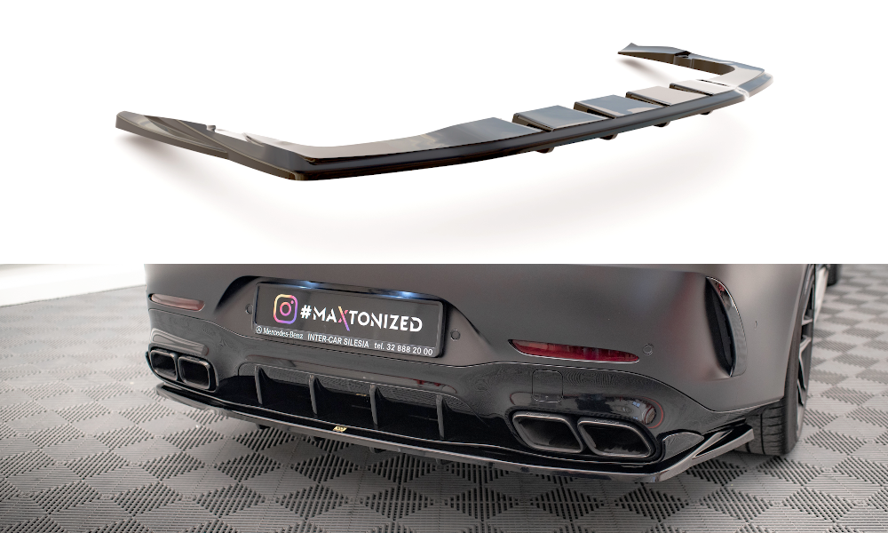 Street+ Mittlerer Diffusor RACE Heck Ansatz passend für Mercedes-AMG GT 63S 4 Door Coupe Aero X290 schwarz Hochglanz