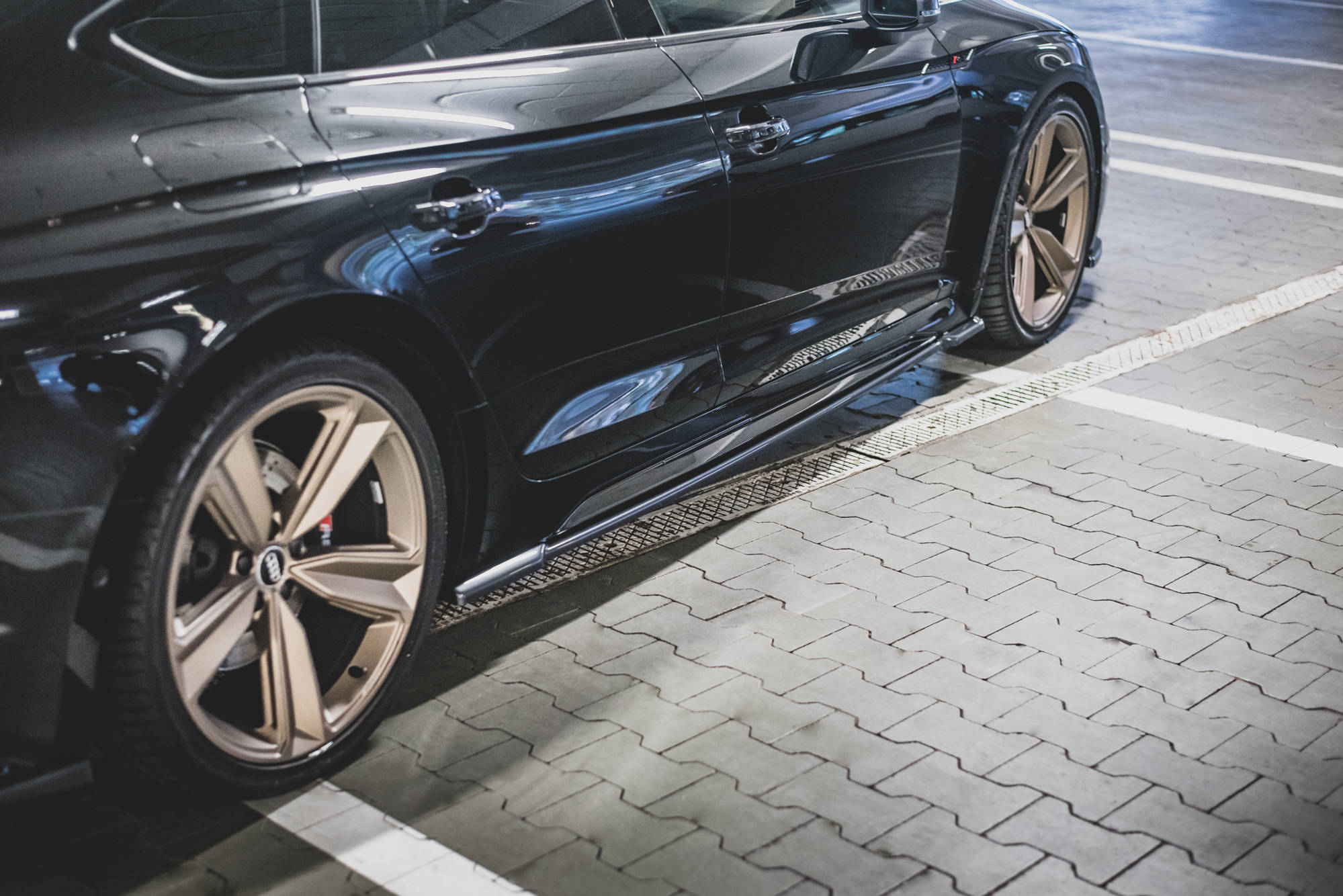 Street+ Seitenschweller Leisten passend für Audi RS5 Sportback F5 FL schwarz Hochglanz