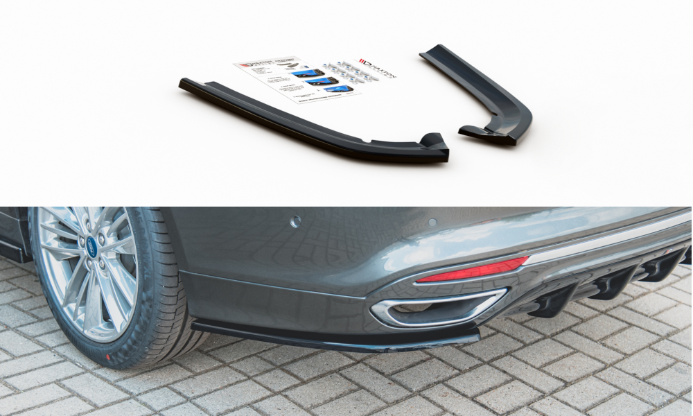 Heck Ansatz Flaps Diffusor für Ford Mondeo Vignale Mk5 Facelift schwarz matt