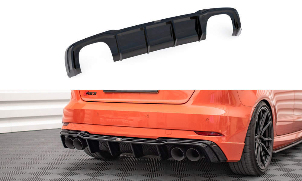 Street+ Heck Ansatz Diffusor V.2 passend für Audi RS3 Sportback 8V FL schwarz Hochglanz