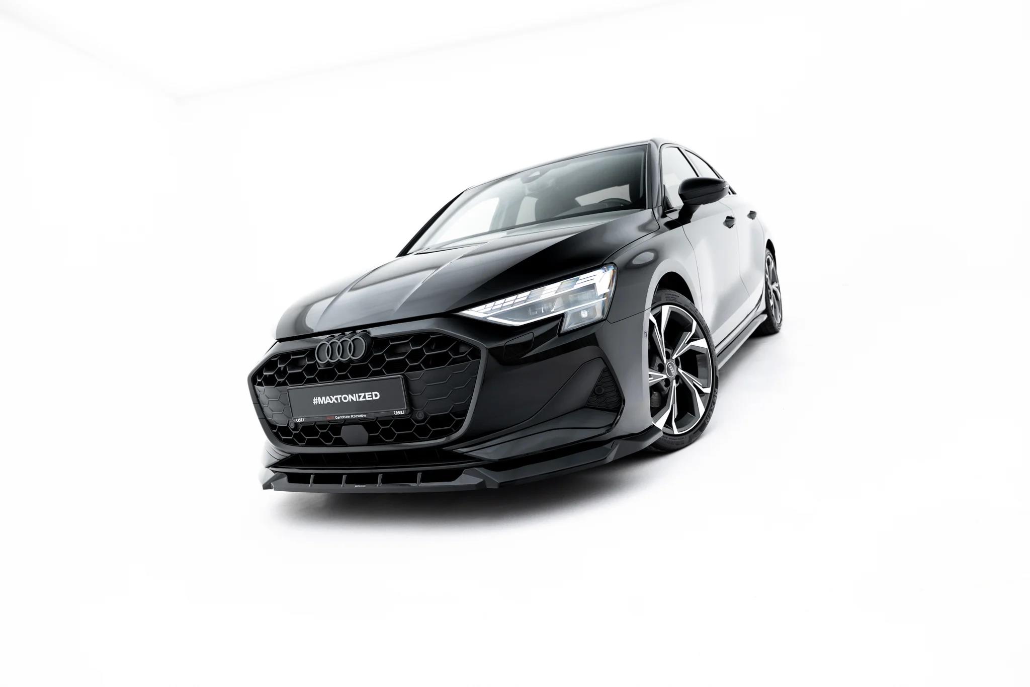 Street+ Spoilerlippe Front Ansatz V.1 passend für Audi A3 Limousine 8Y Facelift schwarz Hochglanz