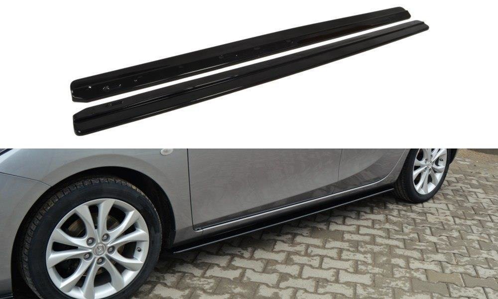 Street+ Seitenschweller Leisten passend für Mazda 3 Sport MK2 schwarz Hochglanz