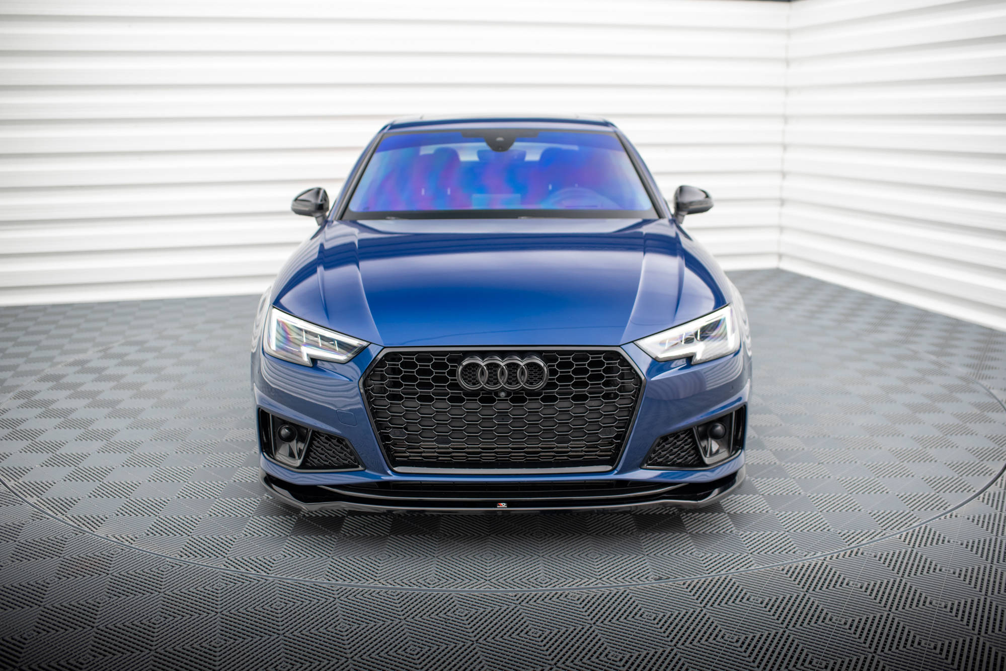 Street+ Spoilerlippe Front Ansatz V.2 passend für Audi A4 Competition B9 schwarz Hochglanz