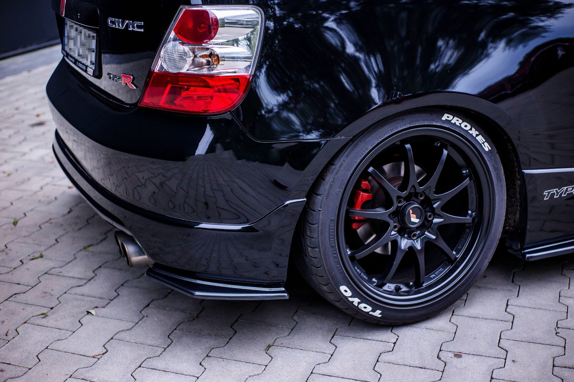 Heck Ansatz Flaps Diffusor für AUDI HONDA CIVIC EP3 MK7 TYPE-R/S FACELIFT schwarz Hochglanz