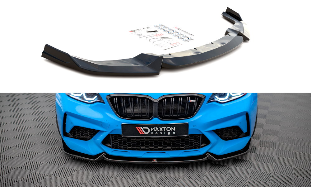 Street+ Spoilerlippe Front Ansatz V.2 passend für BMW M2 Competition F87 schwarz Hochglanz