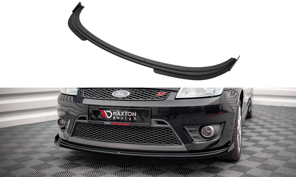 Street Pro Spoilerlippe Front Ansatz + Flaps V.1 passend für Ford Fiesta ST Mk6 schwarz Hochglanz