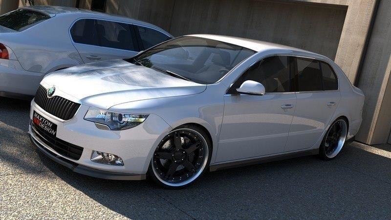 Street+ Spoilerlippe Front Ansatz passend für Skoda Superb Mk2 schwarz Hochglanz