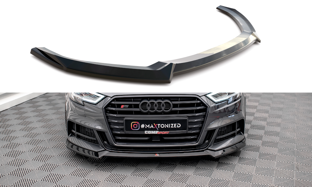 Street+ Spoilerlippe Front Ansatz V.3 passend für Audi S3 / A3 S-Line Sportback 8V FL schwarz Hochglanz